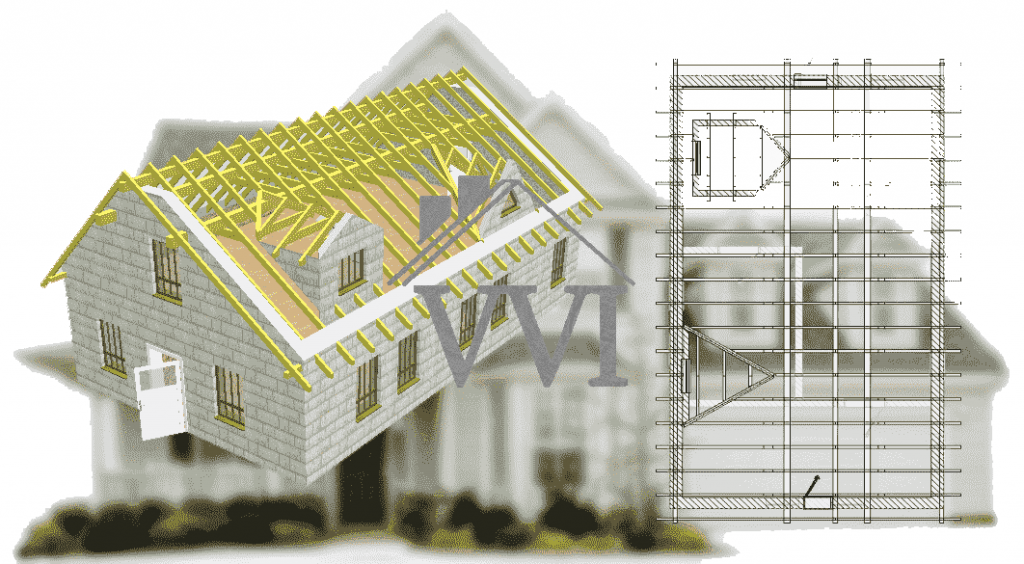 визуальное проектирование двускатной крыши частного дома